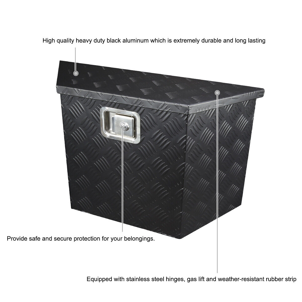 Tool Box 28"/15" Heavy Duty Black Aluminum Truck Pickup Storage W/Lock+Keys