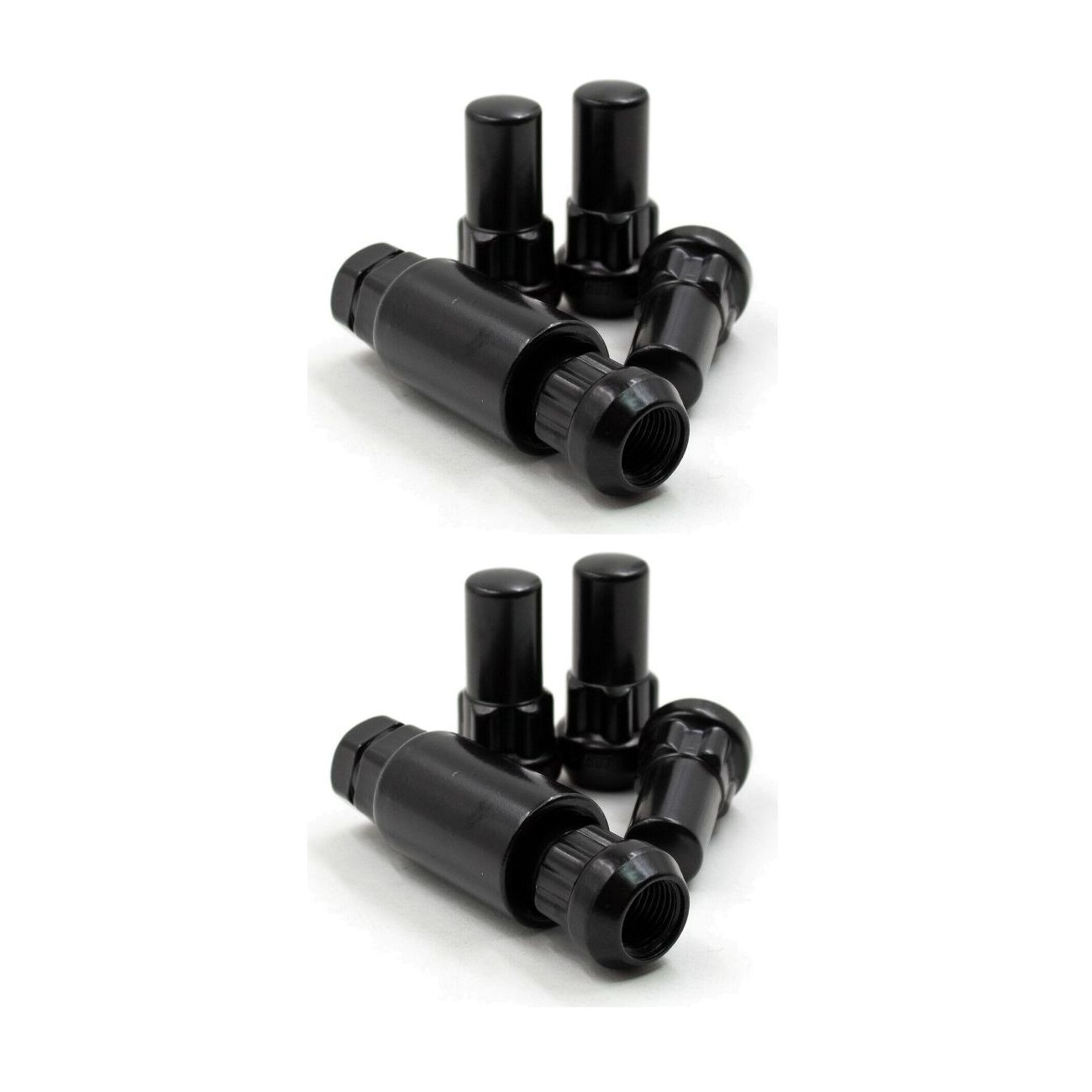 2 Sets Of - Lug Wheel Lock Nuts 14x1.5 Black Bulge Acorn 1.9" Long Locking Nut Set