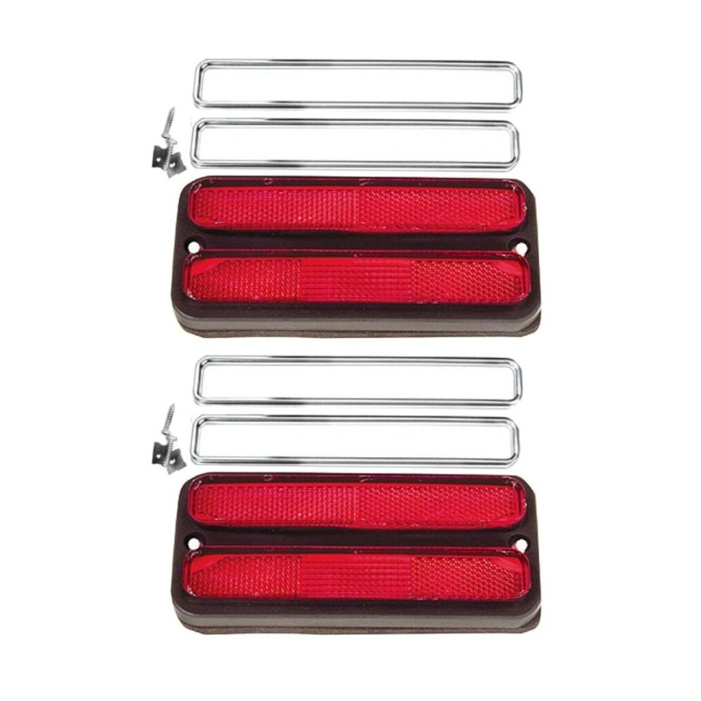 2 Sets Of - For Chevrolet Truck Rear Marker Lamp Light Lens W/ Chrome Trim