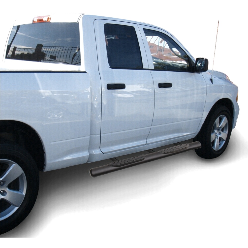 4" Texture Black Side Step Rails For Dodge Ram Quad Cab Nerf Bars