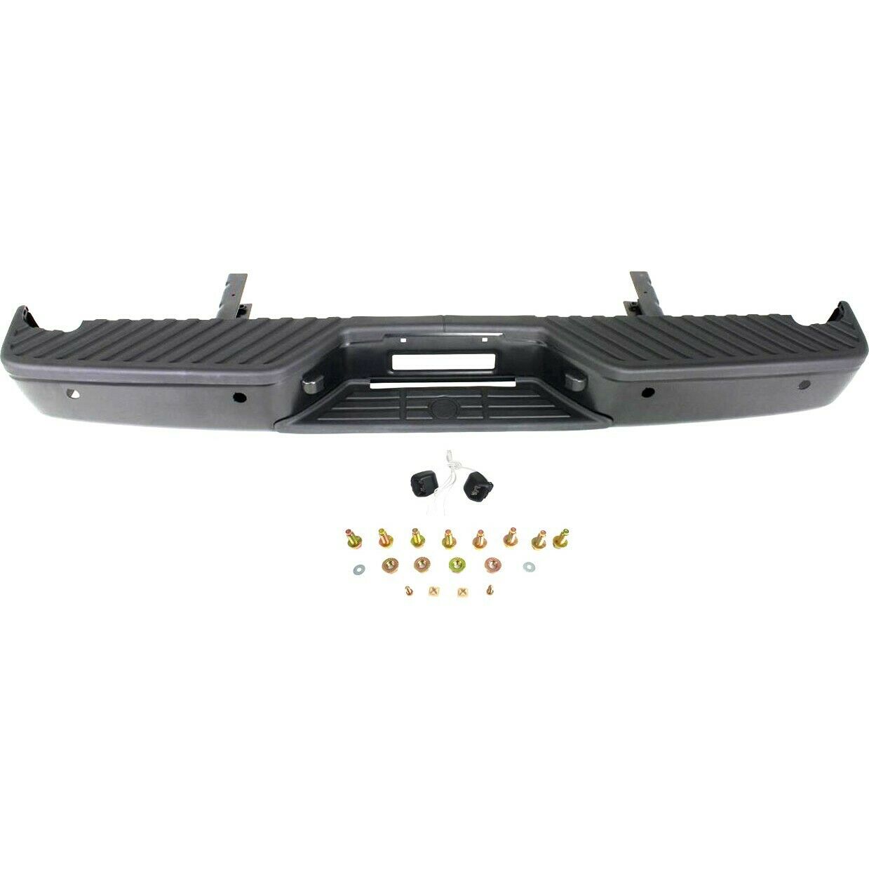Step Bumper For 04-15 Nissan Titan Assembly With Park Sensor Holes Black Rear