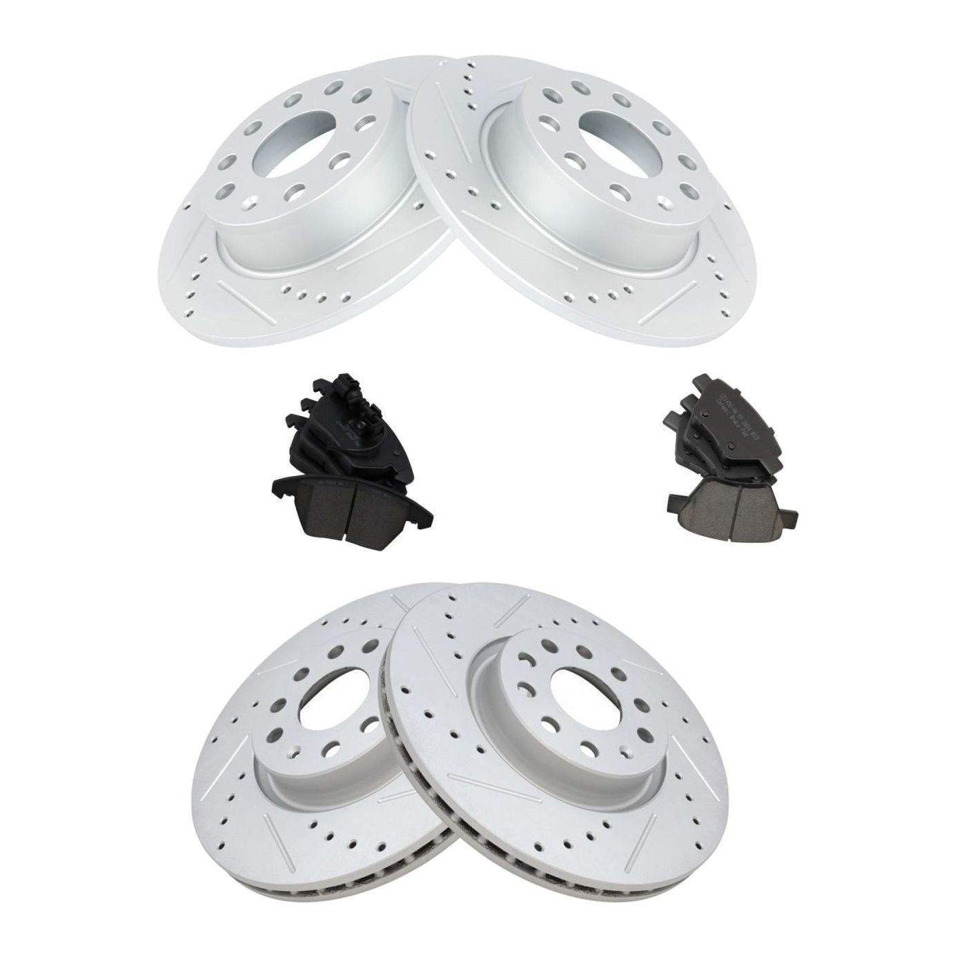 For Audi 10-13 A3 Base Hatchback Front & Rear Ceramic Brake Pad & Rotor Kit