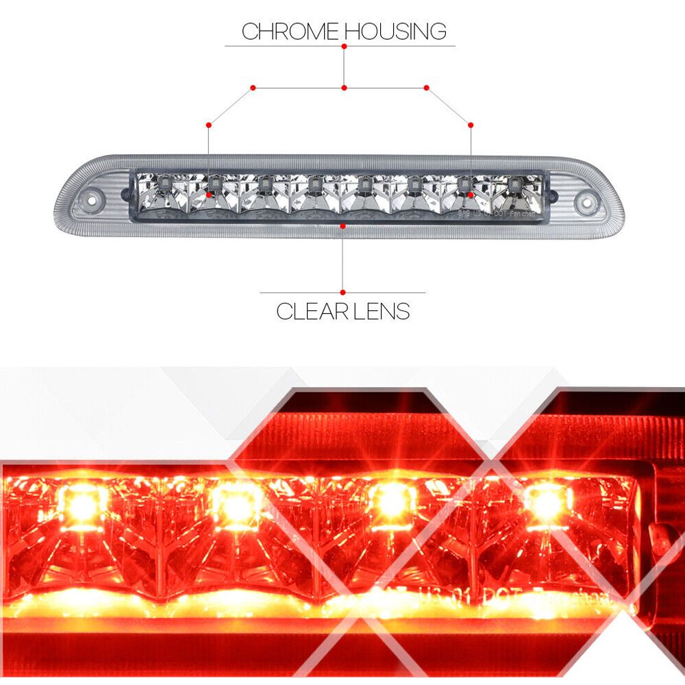 Fits 2001-2007 Ford Escape/Mariner [Chrome/Clear] LED Third 3rd Brake Light Lamp