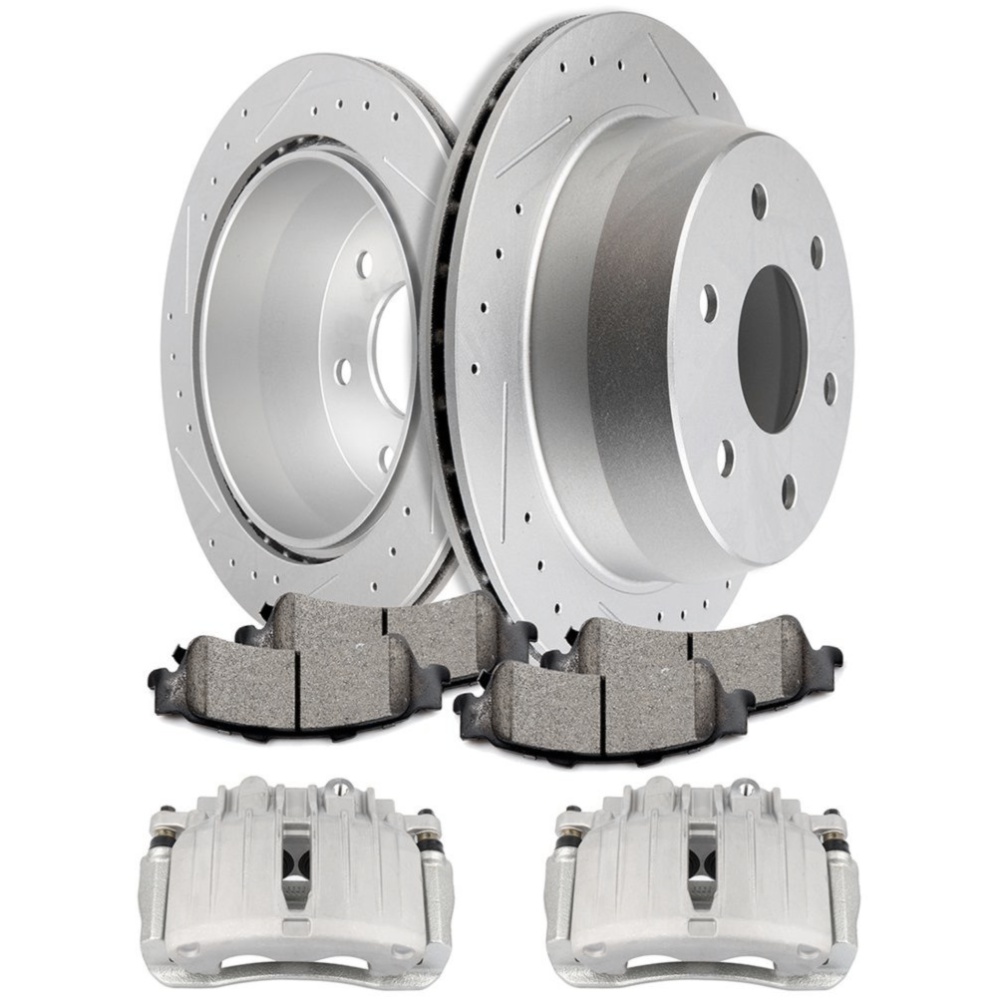 Rear Brake Rotors Calipers Ceramic Pads For GMC Sierra Chevrolet Silverado 1500
