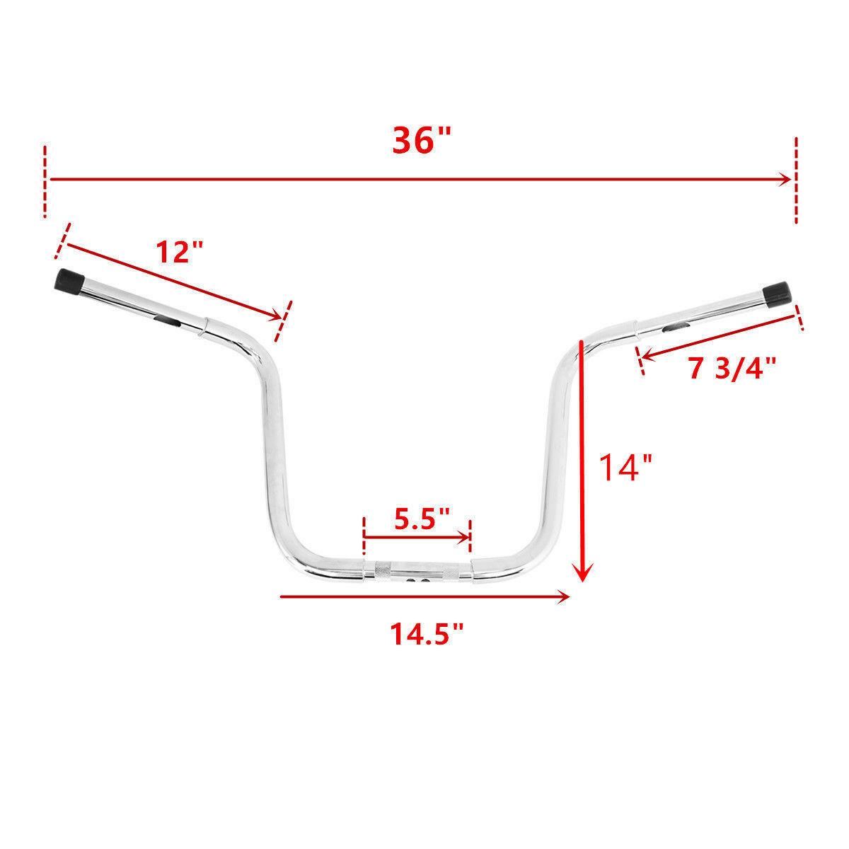Chrome Ape Hangers Bar 1 1/4" Fat 14" Rise Handlebar For Harley-Davidson