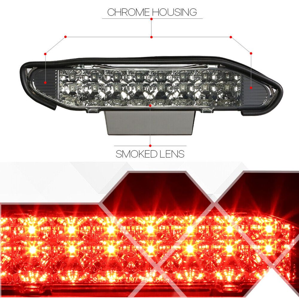 Fits 2000-2004 Nissan Xterra [Chrome/Smoke] LED Third 3rd Brake Light Tail Lamp