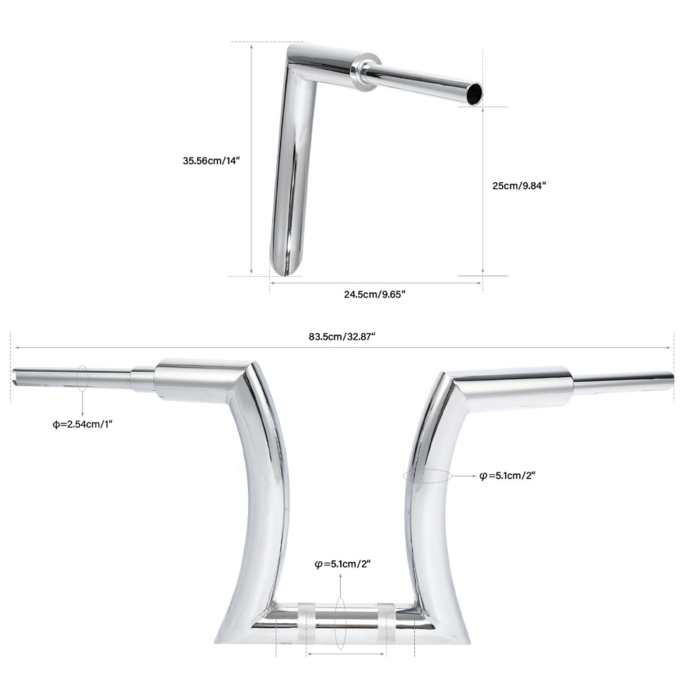 14" Rise 2" Ape Hanger Bar Handlebar For 1965-2022 Harley-Davidson Road