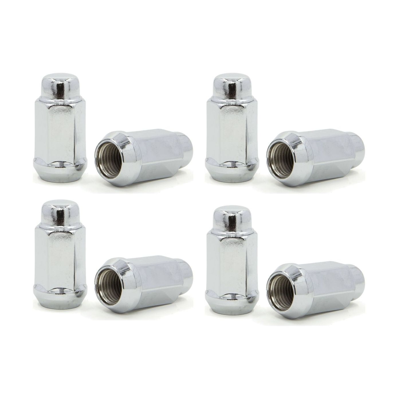 4 Sets Of - Lug Nuts Long Bulge Acorn 14x1.5 XL Tall Chrome Wheel Nut