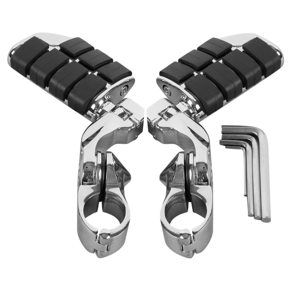 2 Sets Of - 1.25" Chrome Adjustable Highway Short Mount Foot Pegs Fit For Harley