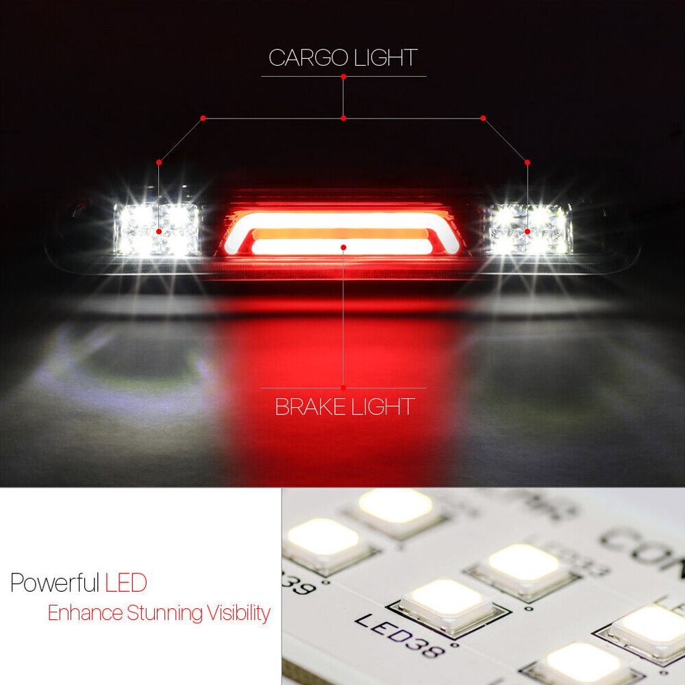 Fits 2004-2010 F150/Explorer Chrome/Clear{3D LED BAR}Third 3rd Brake+ Light