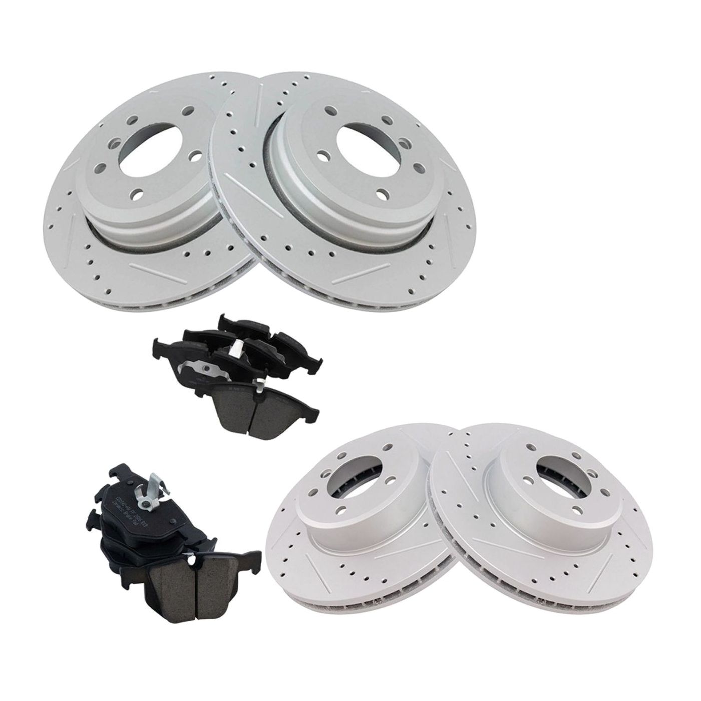 For BMW 2004-2006 525i Base Sedan Rotor & Ceramic Brake Pad Front & Rear Kit W/