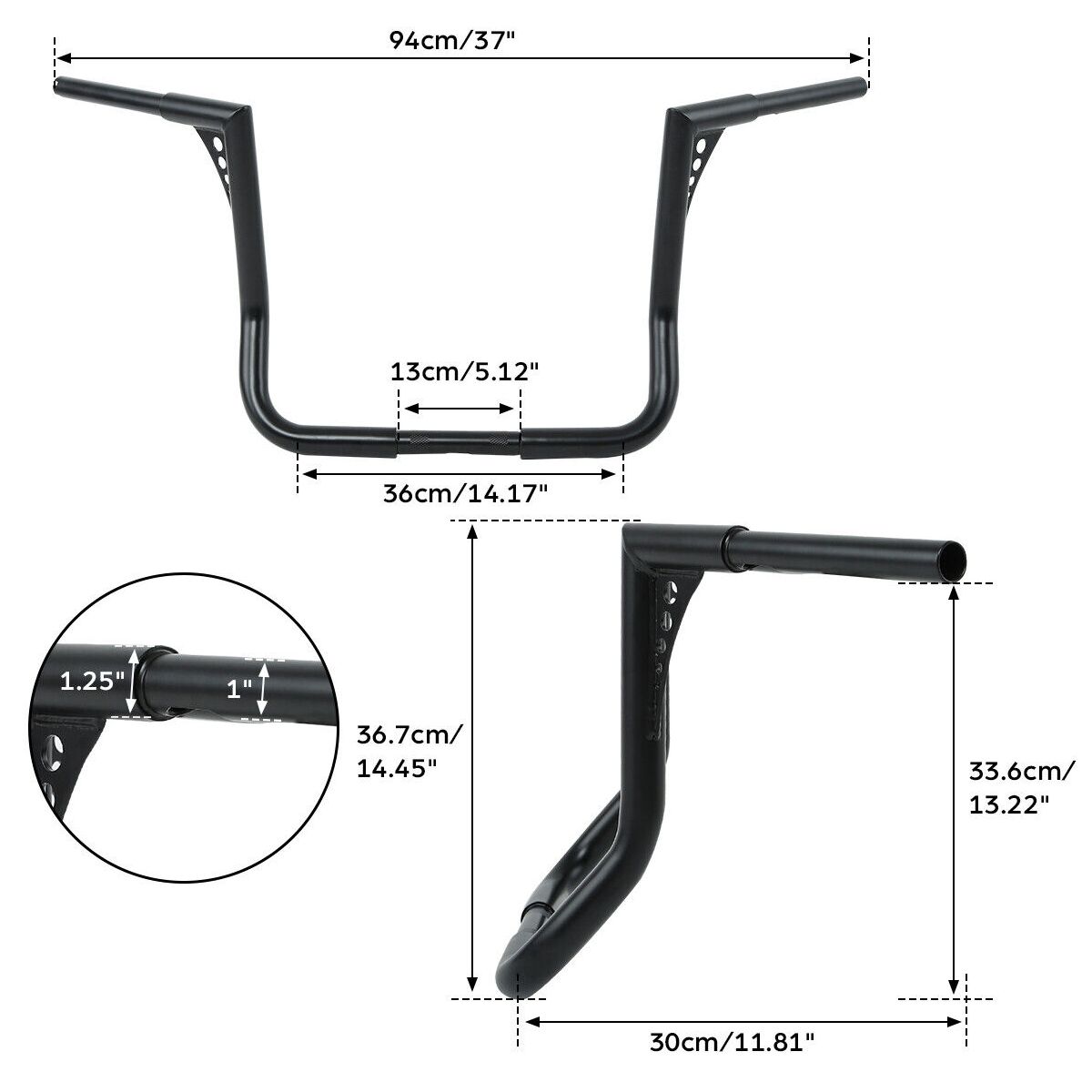 14" Rise Ape Hanger Handlebars For 82-22 Harley-Davidson Electra Glide 82-24