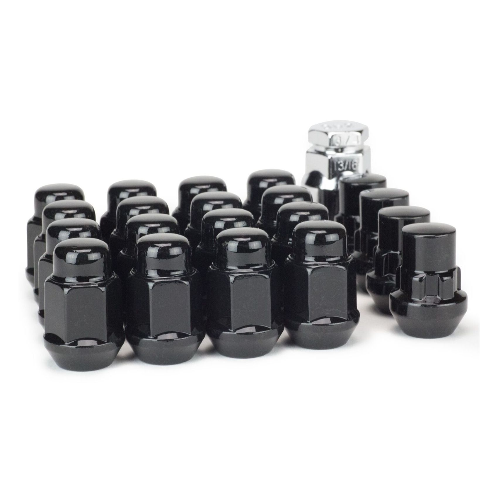 Lug Nuts & Locking Lugs - Bulge Acorn Black - 1/2-20 Wheel Install Kit For 5 Lug