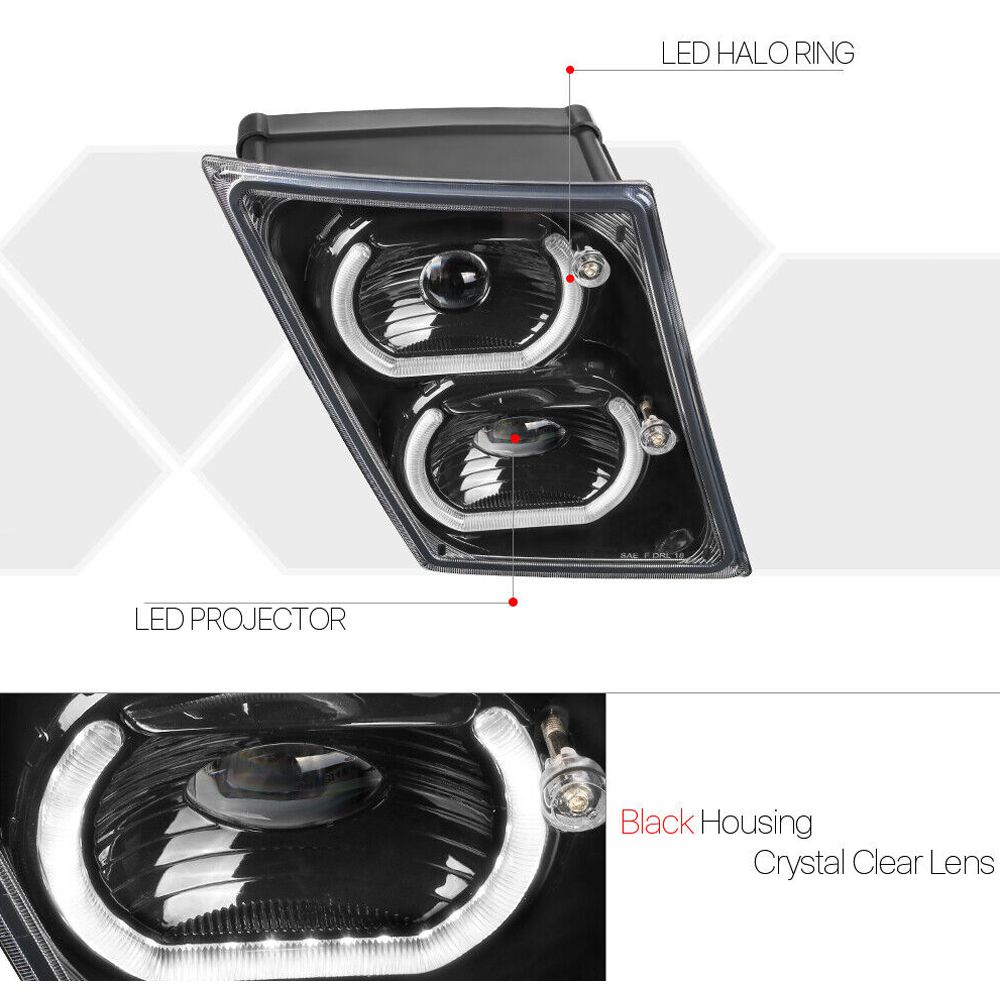 For 04-18 VNL Base A86536-KB200YAHLF Lack {DUAL Led U-HALO} Projector Fog Light