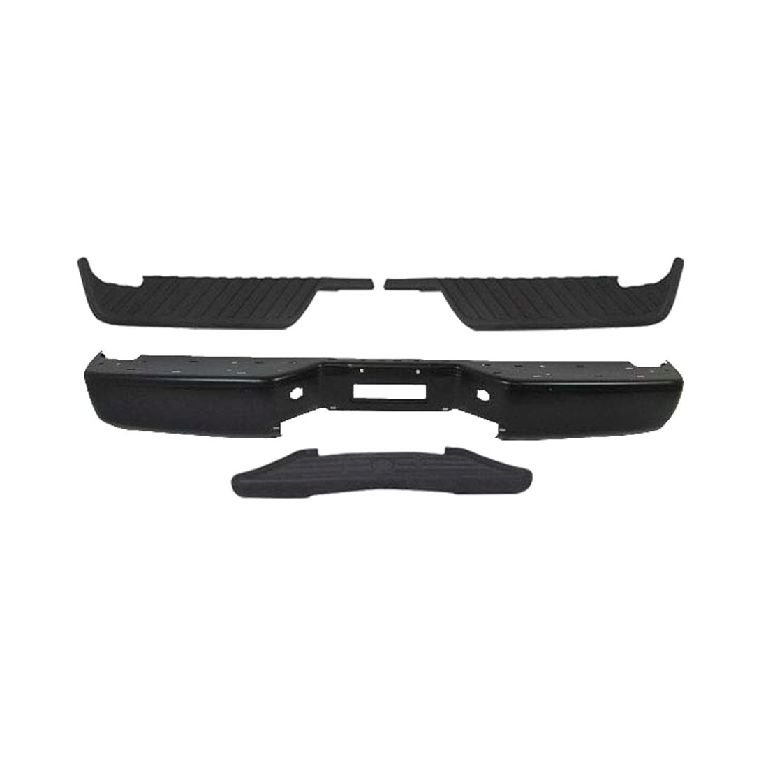 For Nissan Rear Step Bumper Face Bar Blk Top Lower Pad Lic Lamp W/O Hole 5P