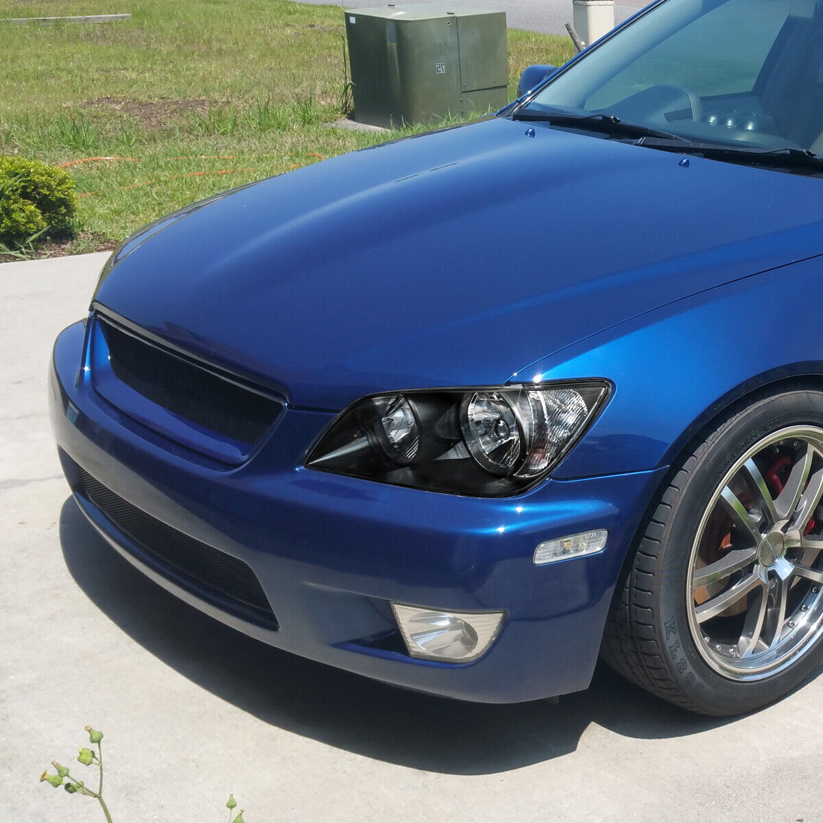 Black Headlights Assembly Lamps Left+Right Pair