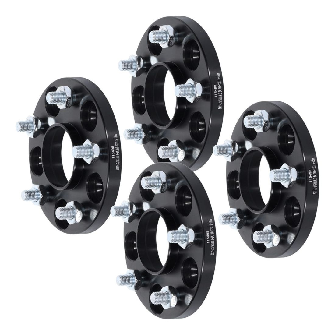 2pcs 15mm 5x4.5 To 5x4.5 12x1.5 Studs Wheel Spacers For Acura Honda Black