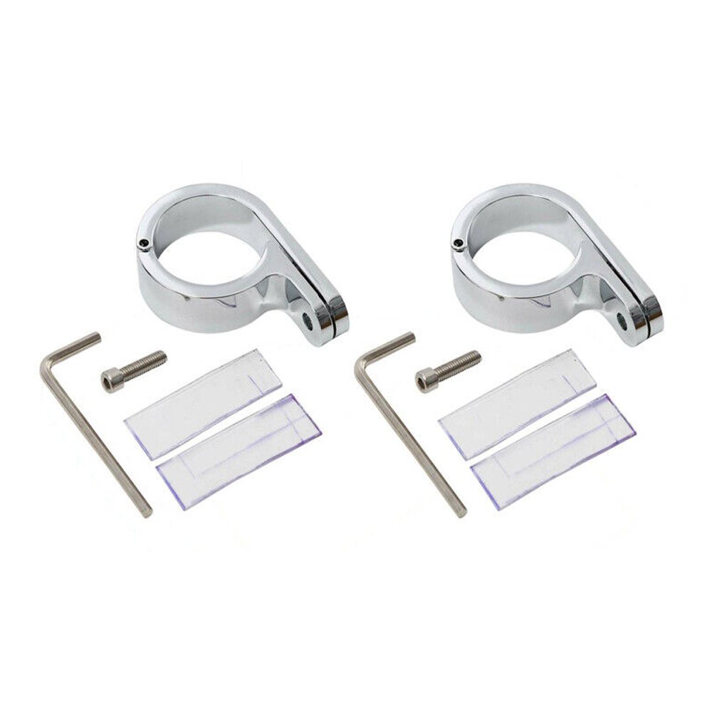 2PCS 1 1/4" 32mm Chrome Universal Handlebar Mounts Clamp Clock For