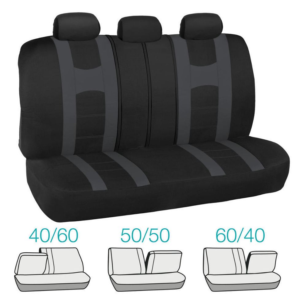 Gray Stripe Black Car Seat Covers Auto Interior For 2005 BMW 330Ci M Mesh Cloth