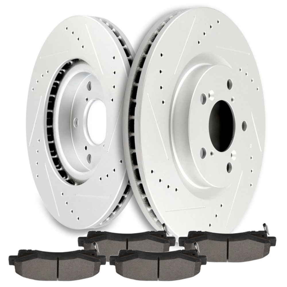 Front Ceramic Brake Pads And Rotors For 09-14 TL Base 09-14 TL SH-AWD Drilled