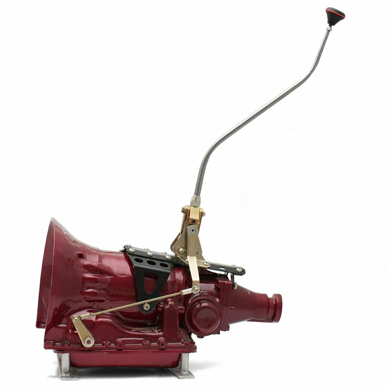 GM 4L60E Single Action Shifter Kit 23" Arm W/ Dual Bend And Black Knob Rod