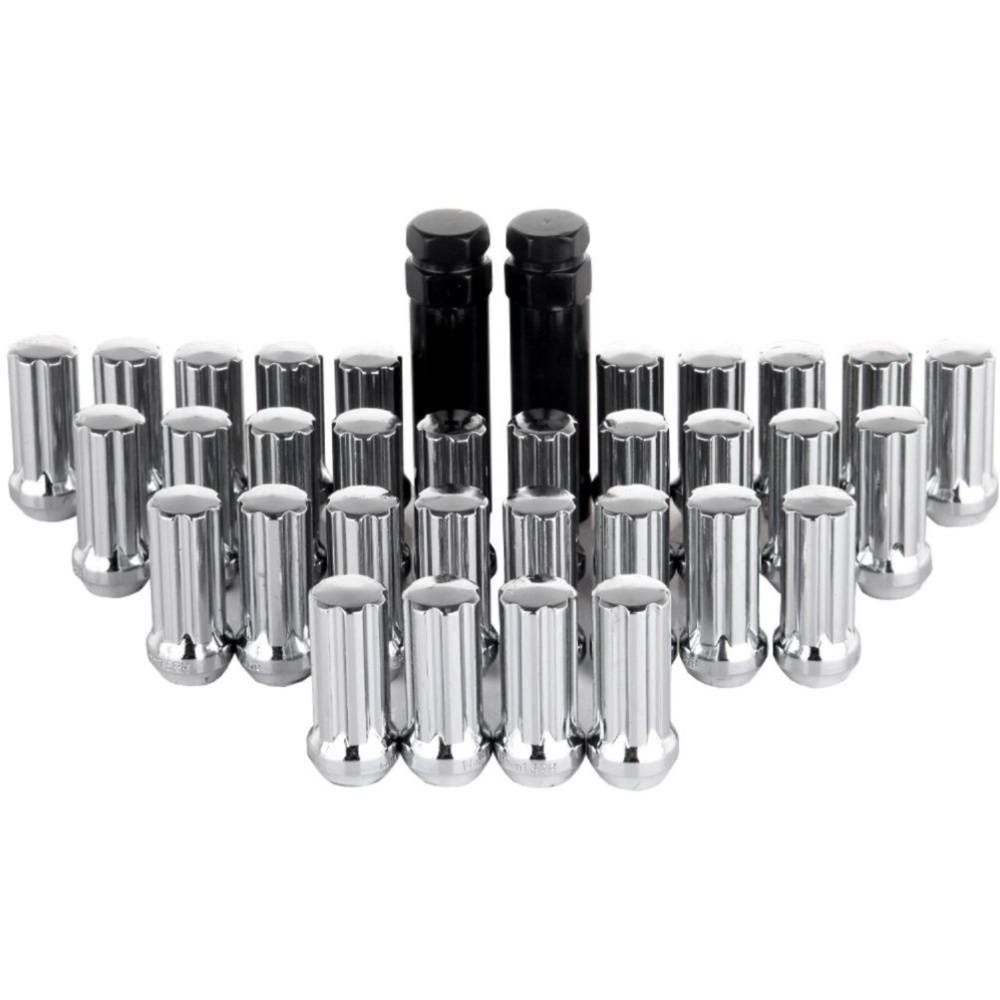 32 X Chrome 7 Spline Thread 14mmx1.5 Lug Nuts + 2 Keys For Ram 1500 2500 3500