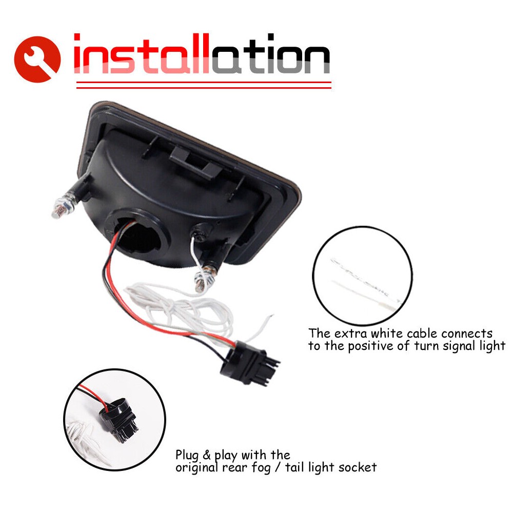 2PCS Red LED Rear Bumper Reflector Tail Brake Signal Lights