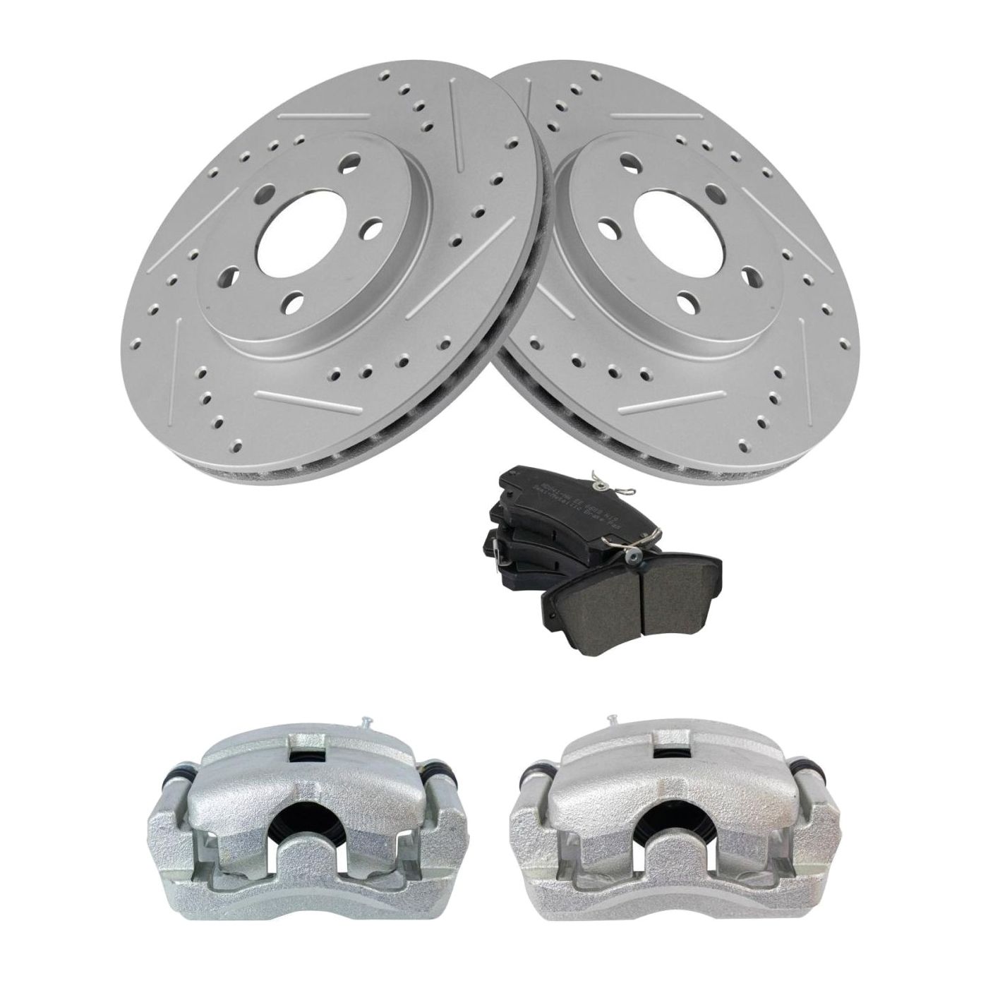 For 2001-2009 PT Cruiser Touring Front Brake Calipers Pads & Drilled Rotors