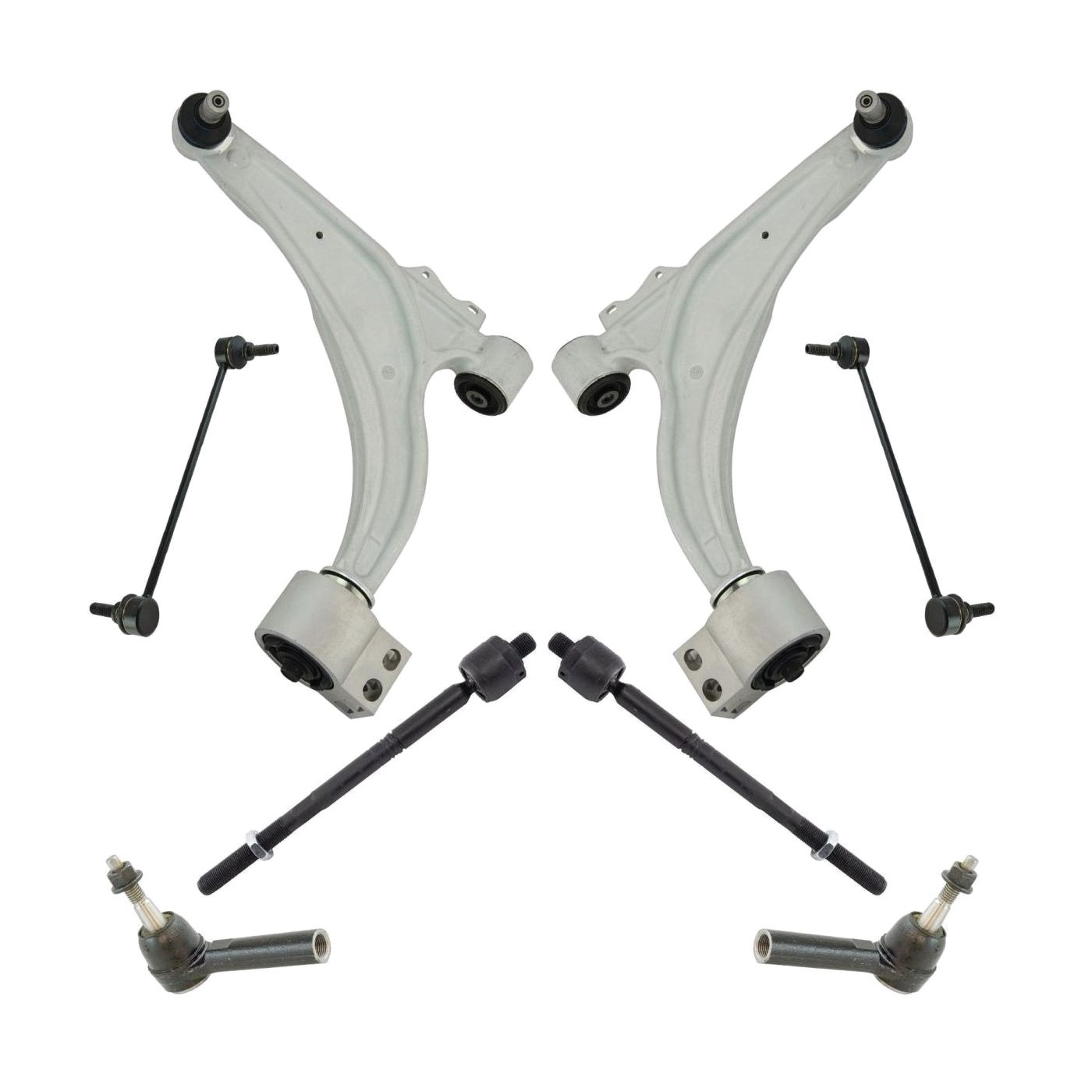 8pc Suspension Kit Lower Control Arms W/ Ball Joints Sway Bar Links Tie Rods