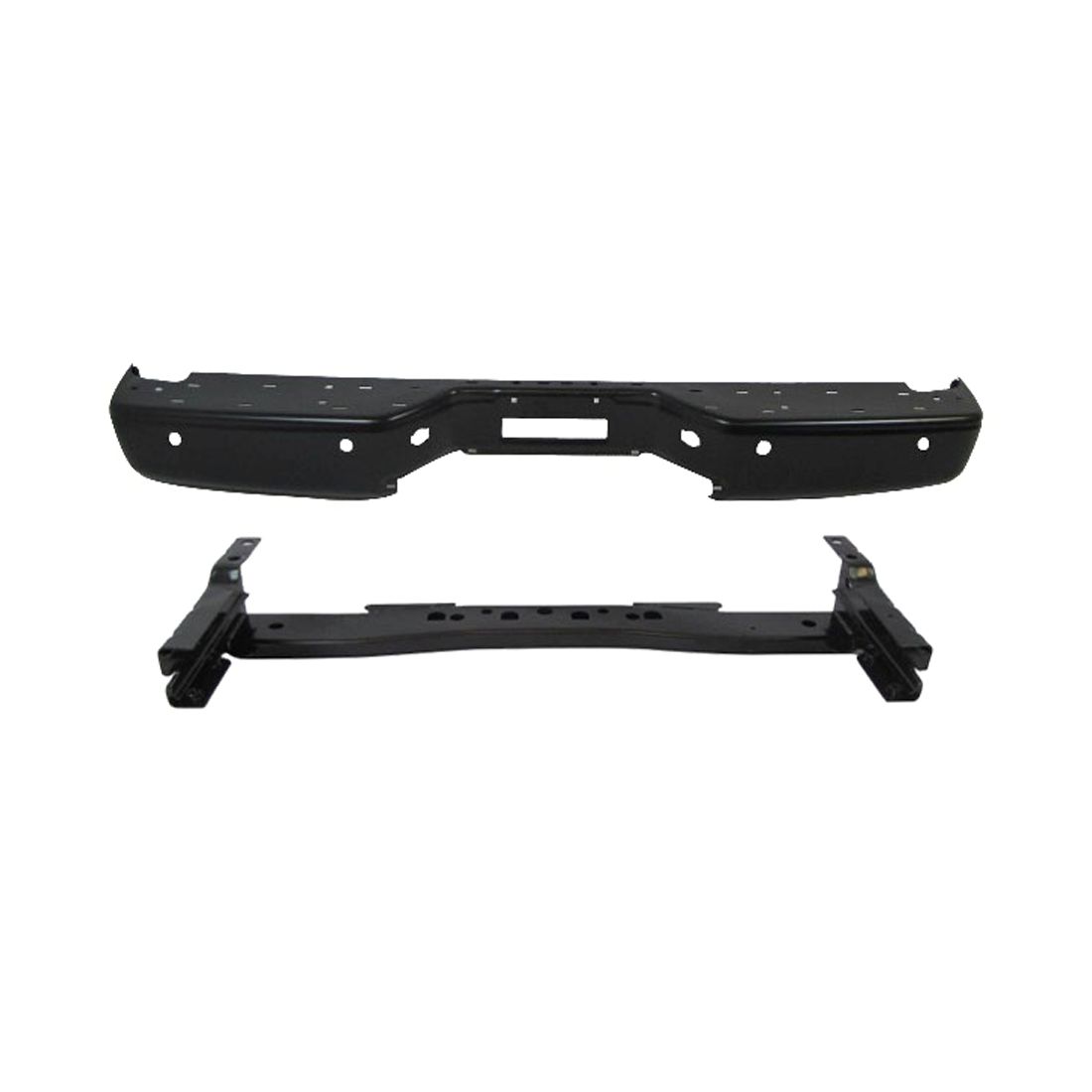 For 11-15 TITAN S Rear Step Bumper Black Face Bar Reinforce Hitch Bar W/Hole