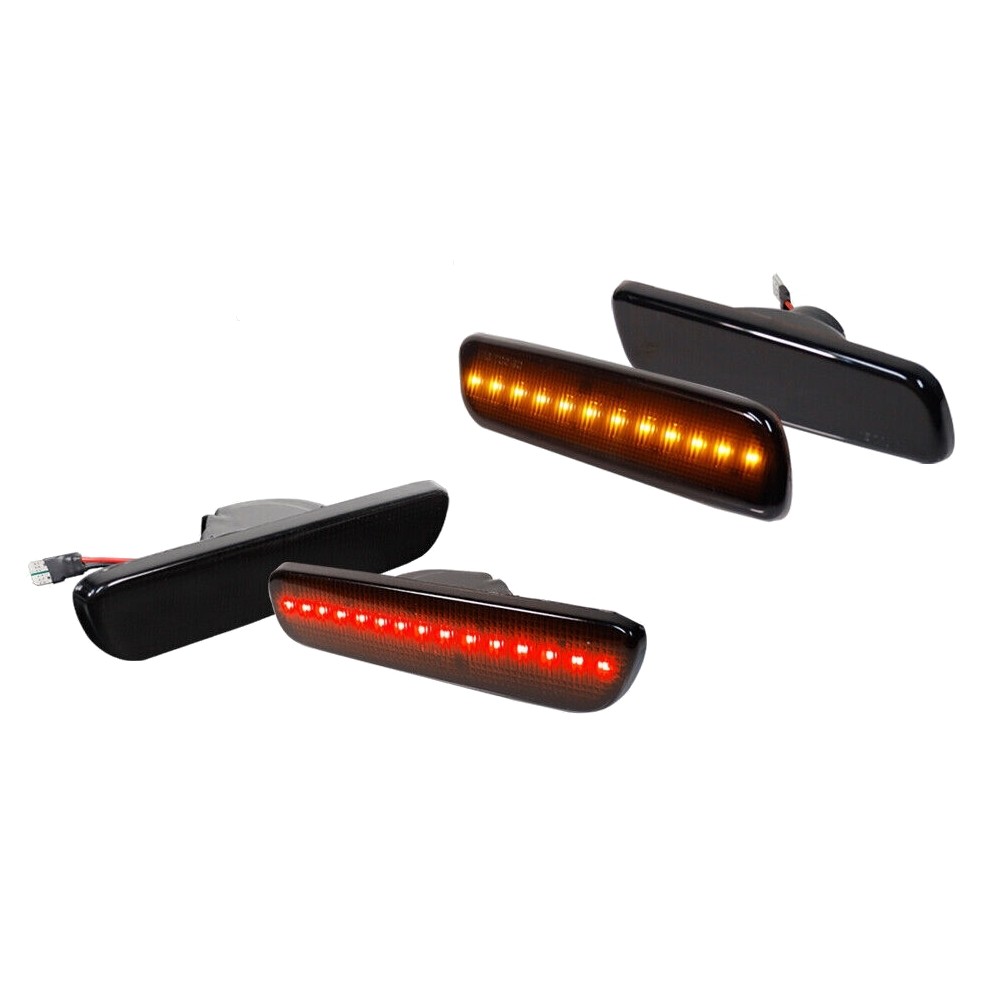 4PCS Smoke Front Amber+ Rear Red LED Side Marker Light