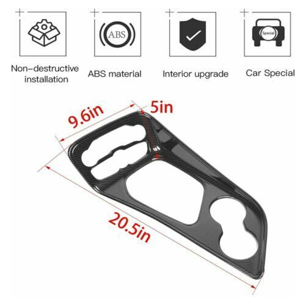 Interior Center Gear Shift Panel Trim Bezel 15+ Carbon Fibe