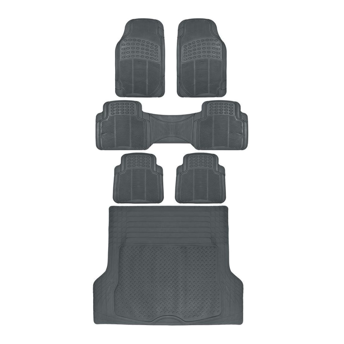 For 00-05 TJ Full 3 Row Car Rubber Floor Mats Gray All Weather W/Trunk Mat Duty