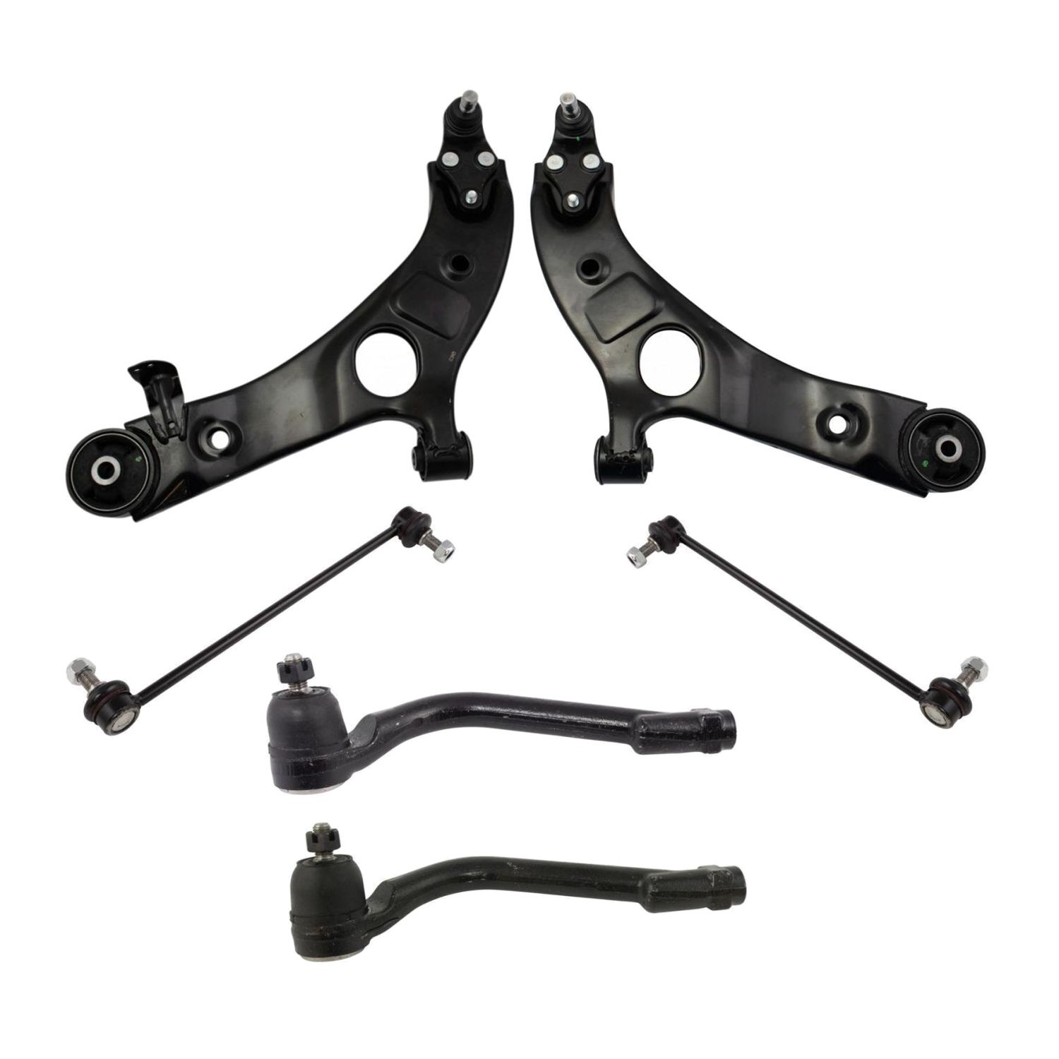 For 13-18 Santa Fe 6pc Steering Suspension Kit Control Arms Tie Rods Sway Links