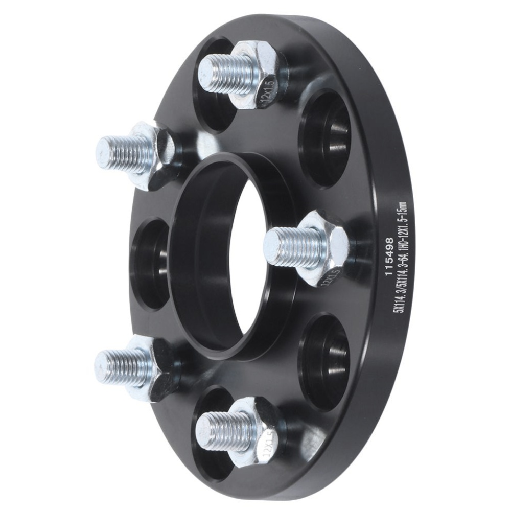 2pcs 15mm 5x4.5 To 5x4.5 12x1.5 Studs Wheel Spacers For Acura Honda Black