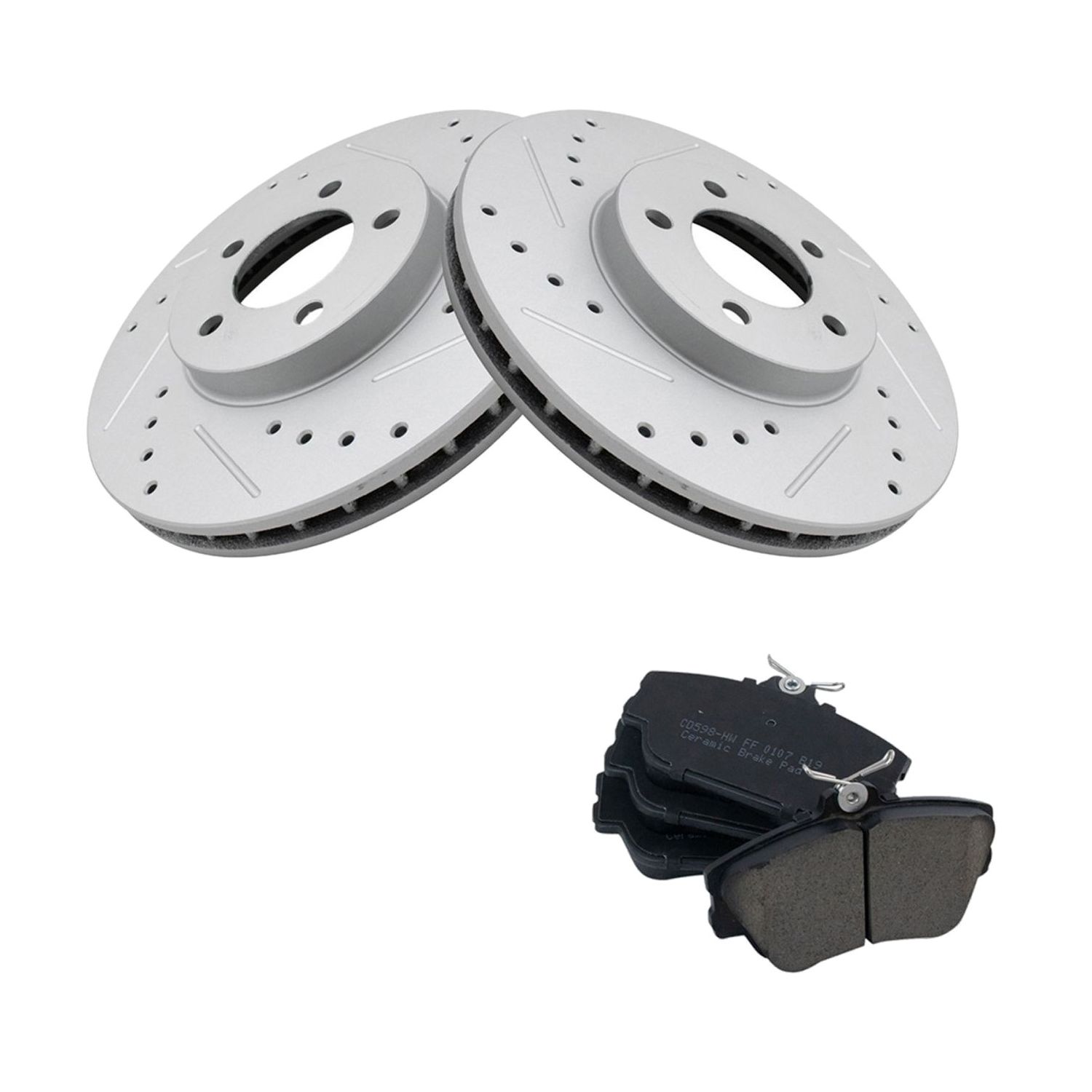 For 2001-2007 Taurus SEL Sedan Brake Rotor Coated & Ceramic Pad Front Kit W/