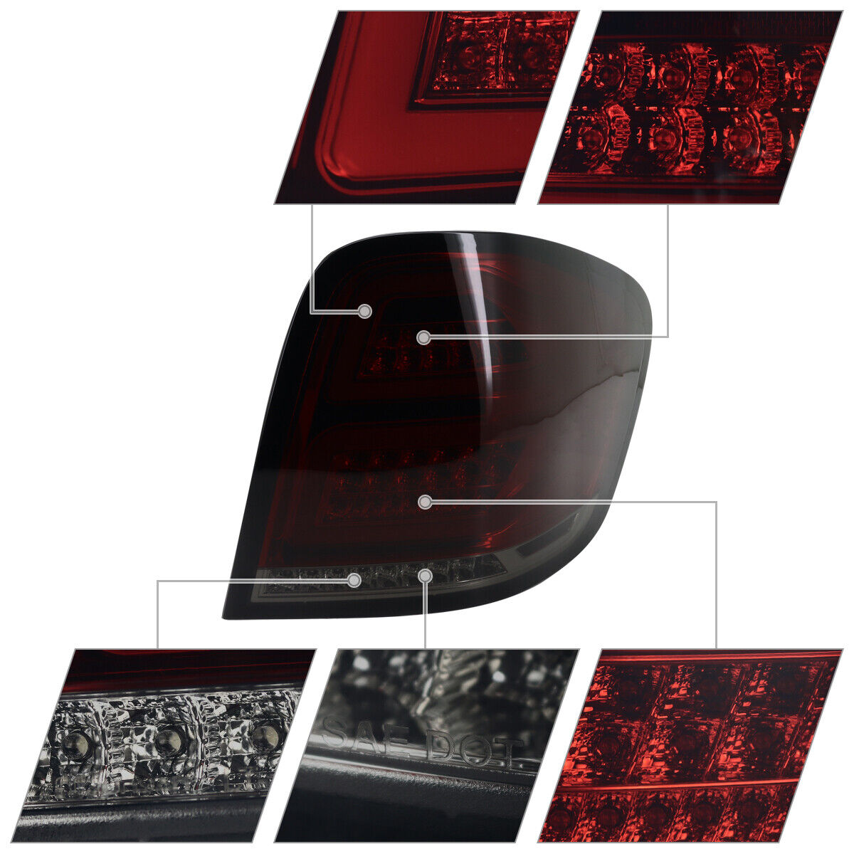 Red/Smoke Tail Lights Mercedes W164 ML-Class Full LED Lamps