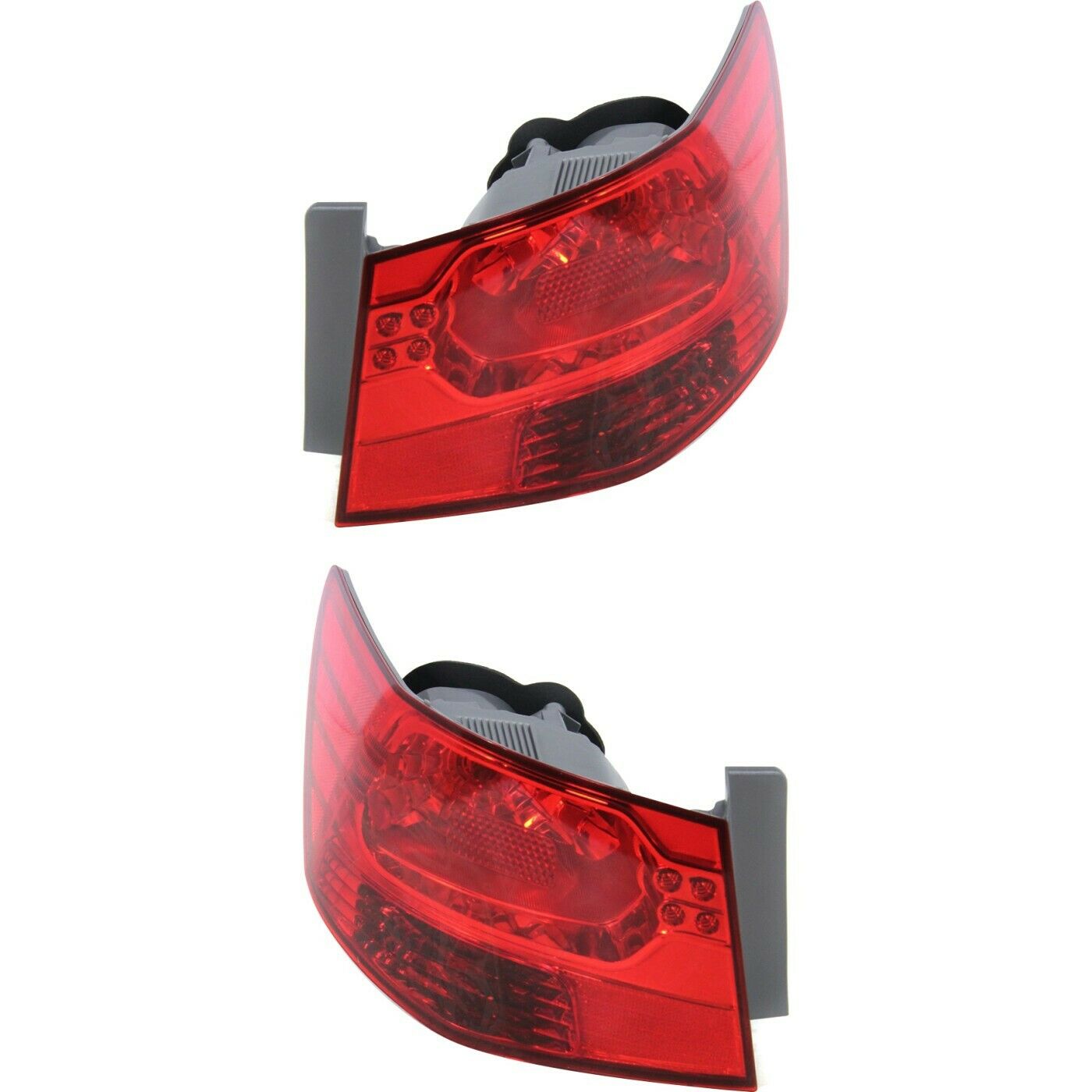 Halogen Tail Light Set For 2010-2013 Kia Forte Outer Clear/Red W/ Bulbs 2Pcs