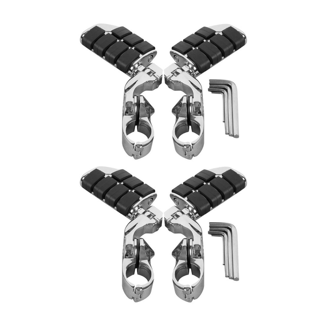 2 Sets Of - 1.25" Chrome Adjustable Highway Short Mount Foot Pegs Fit For Harley