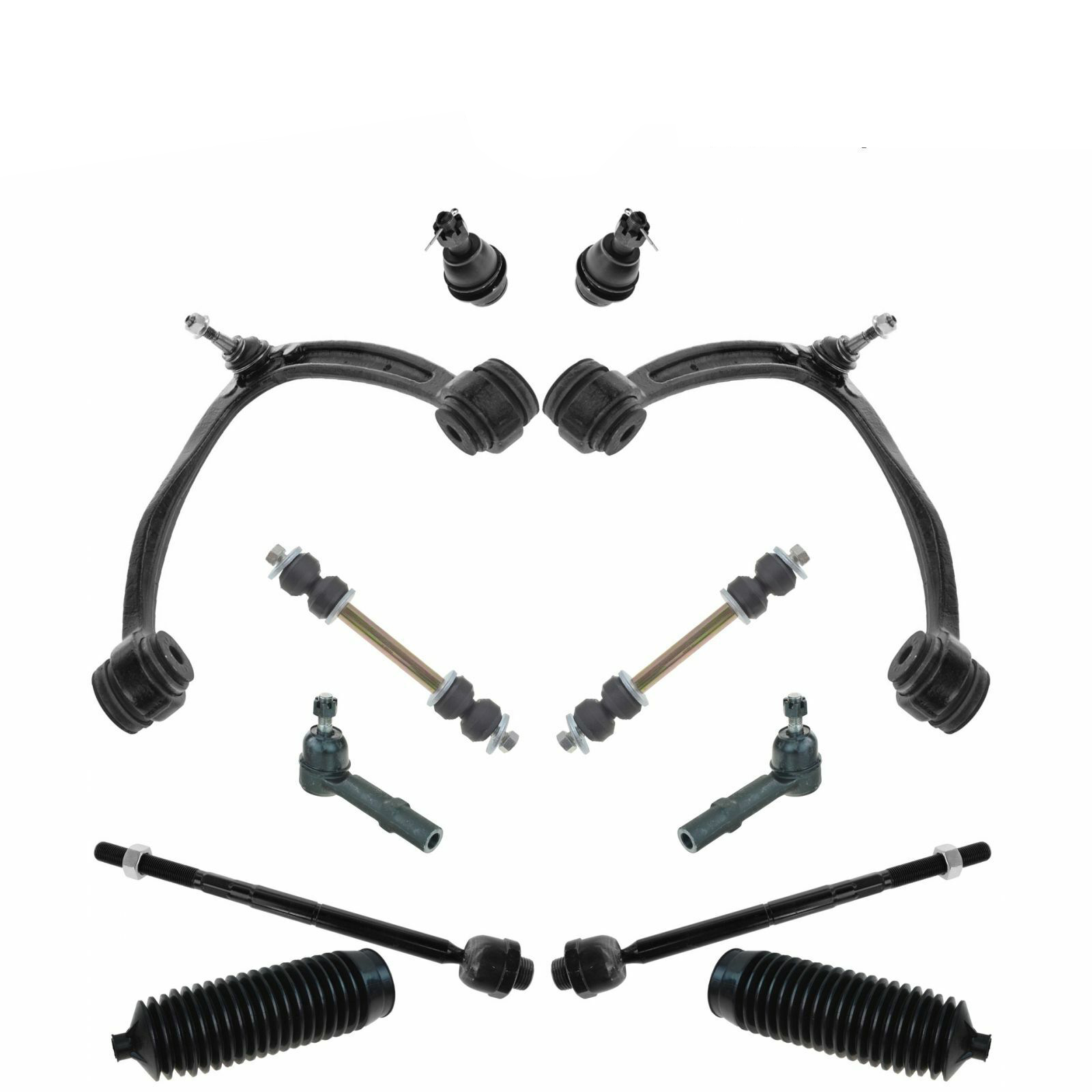 Control Arms Ball Joints Tie Rods Boots Sway Bar Links For Cadillac Chevy GMC