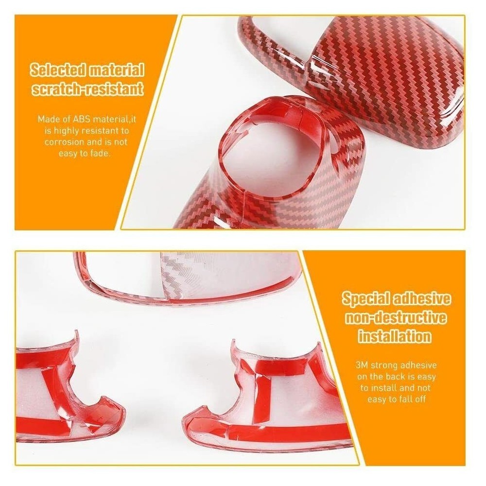 2 Sets Of - Red Carbon Fiber Gear Shift Knob Trim Cover