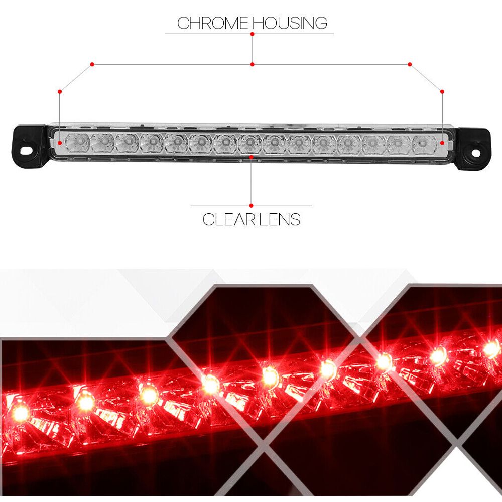 Fits 2001-2004 QX4/Pathfinder [Chrome/Clear] LED Third 3rd Brake Light Tail Lamp