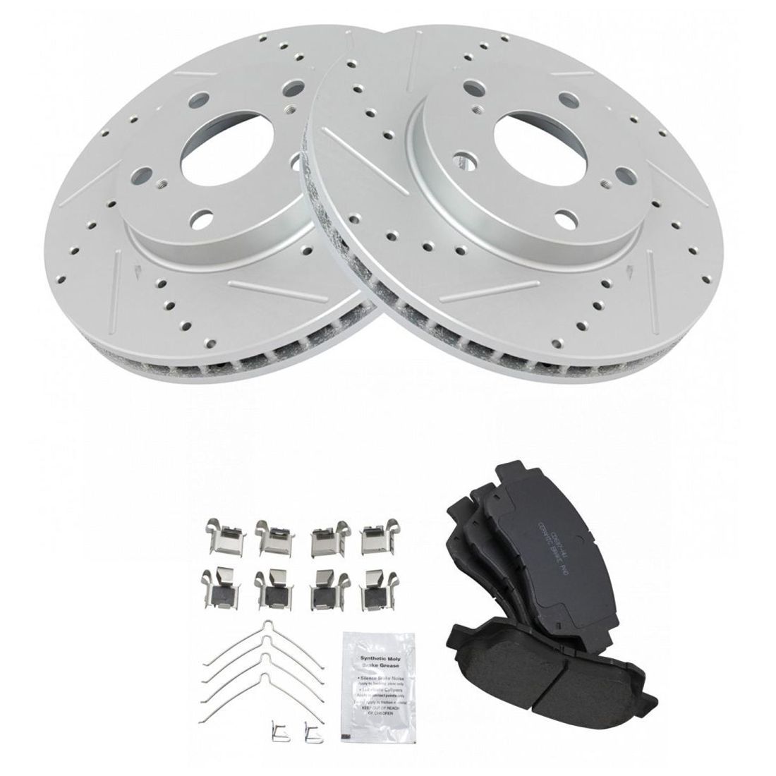 Brake Rotor Drilled Slotted & Posi Ceramic Pad Front Kit