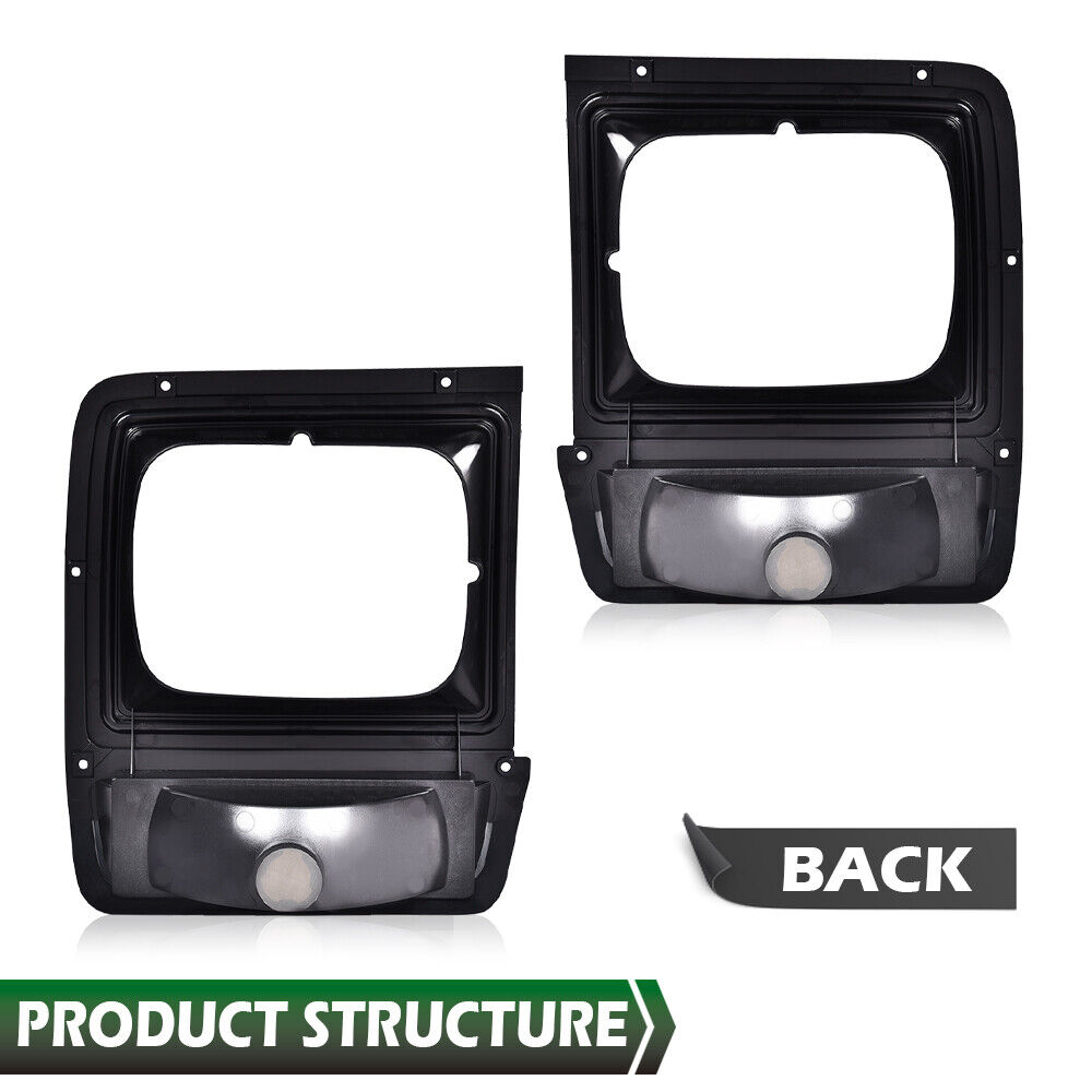 Pair Headlight Bezel Trim W/Parking Turn Signal Light For 90 D150 S W Truck