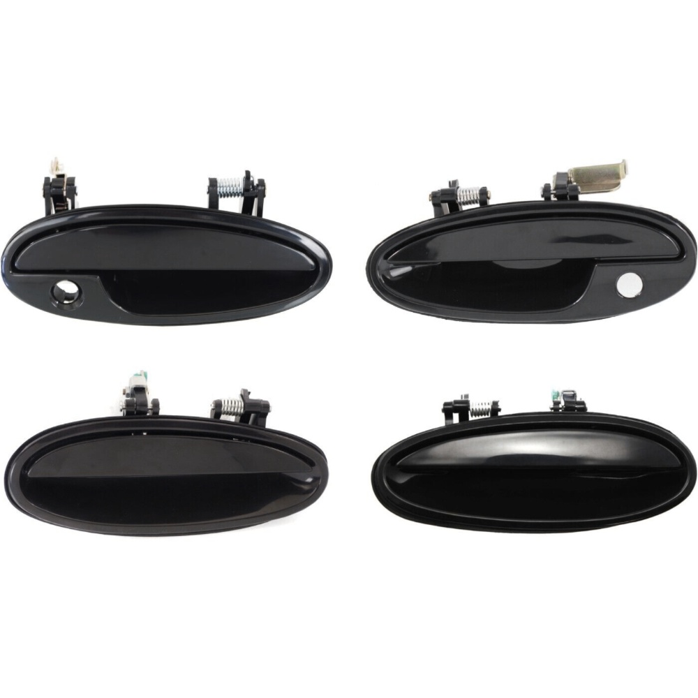New Door Handles Set Of 4 Front & Rear Driver Passenger Side Smooth Black Olds