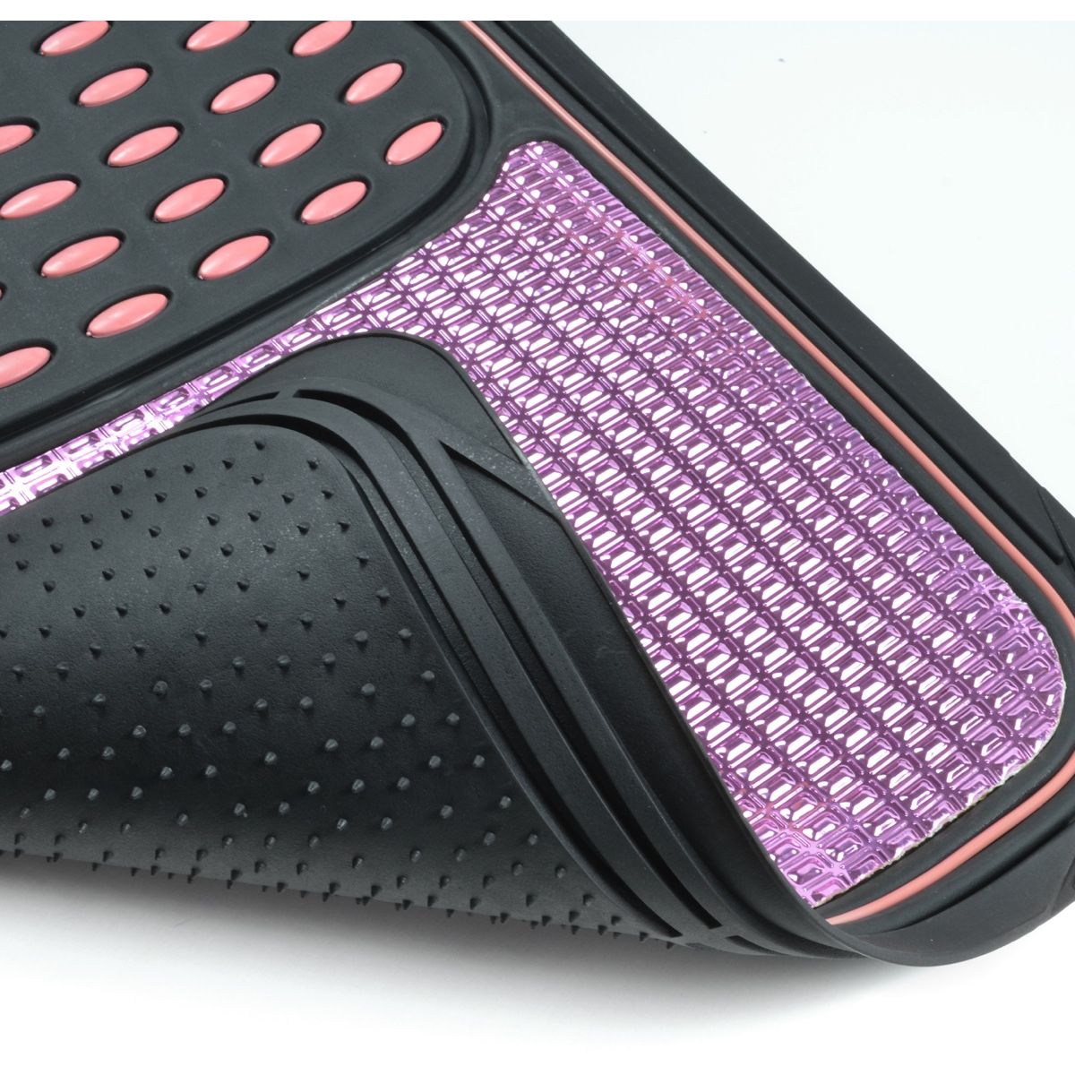 Car Rubber Floor Mats Pink Metallic Design On Black Heavy Duty Rubber