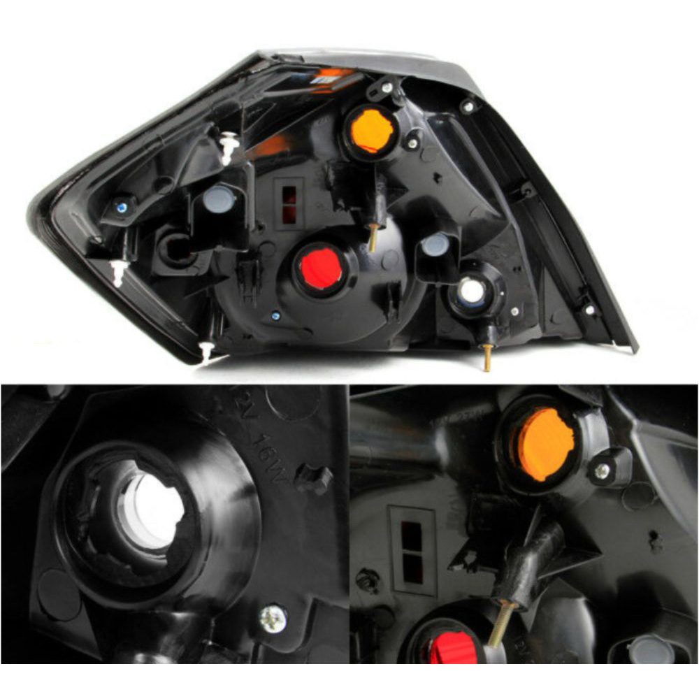 For 07-09 Nissan Altima 4Dr Sedan Black Headlights + Black Tail Lights Pair Set