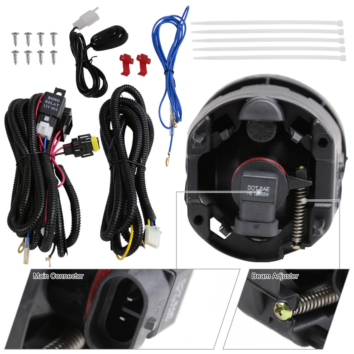 Smoke Fog Lights Bumper+Switch