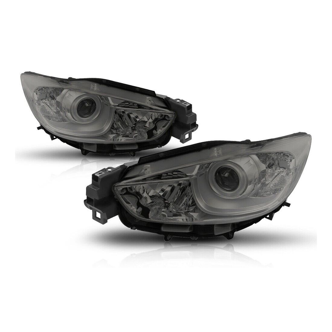 Fits 2013-2016 Mazda CX-5 [Chrome/Smoke] Crystal Corner Projector Headlight Lamp