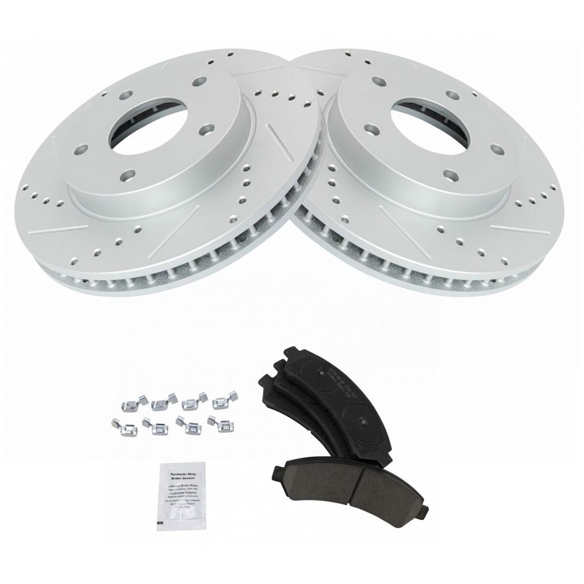 Front Performance Drilled & Slotted Brake Rotor & Posi Ceramic Pad Set